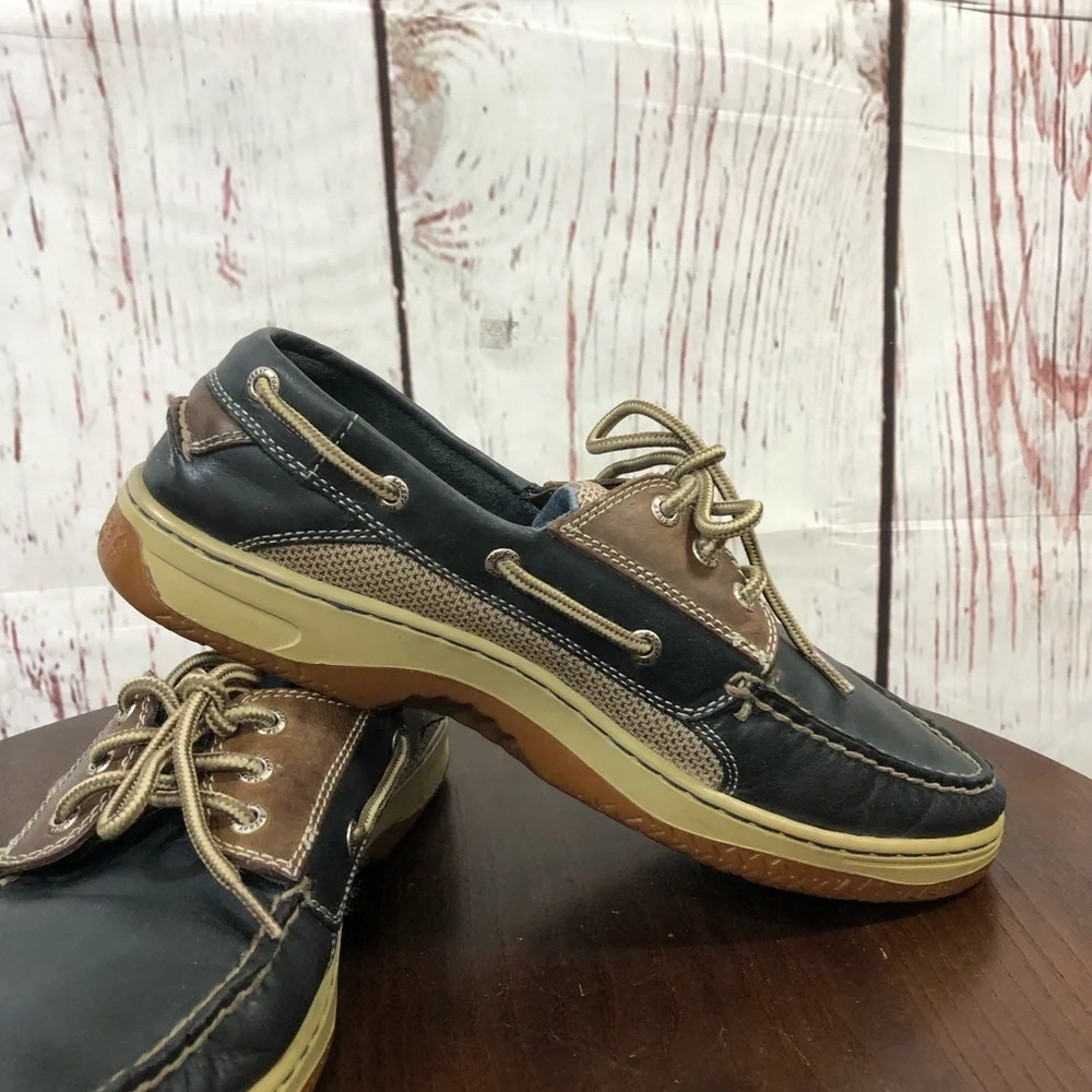 SPERRY TOP SIDER Men's Blue Leather Boat Shoes Classic Lace-Up Deck Style 11
